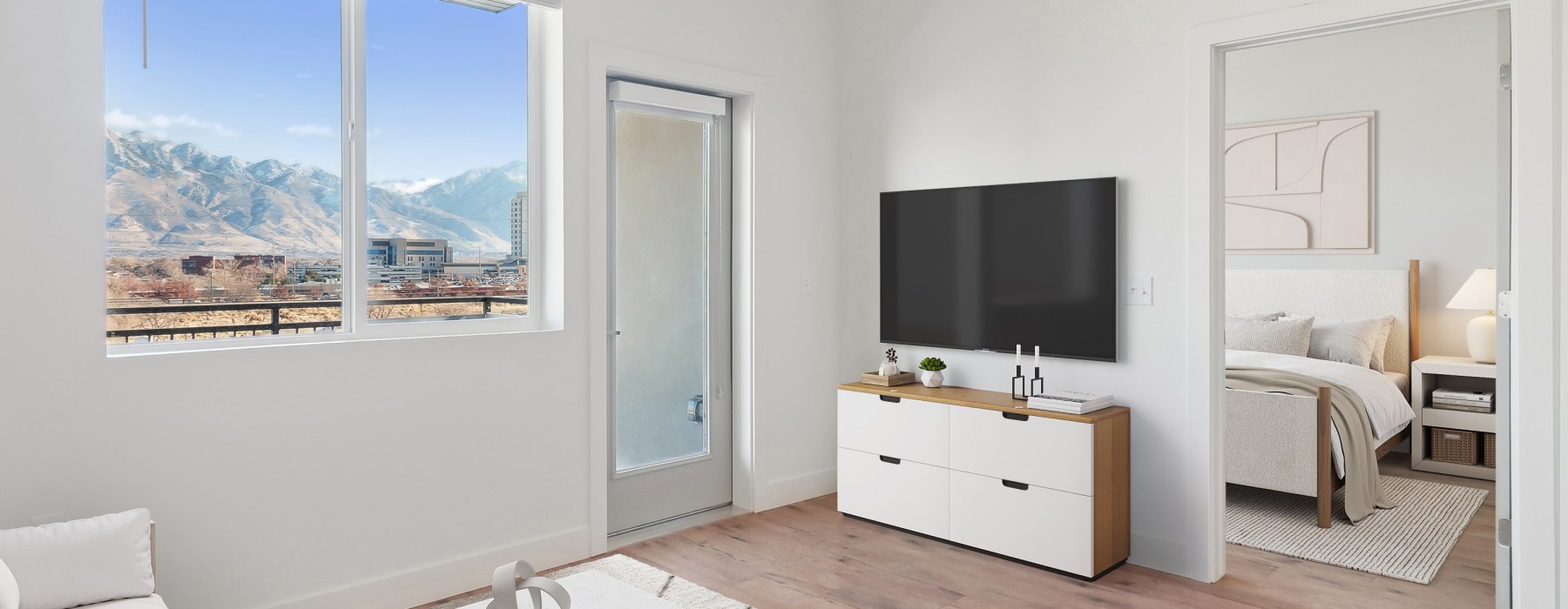 living area that includes ample seating spaces and bright lighting